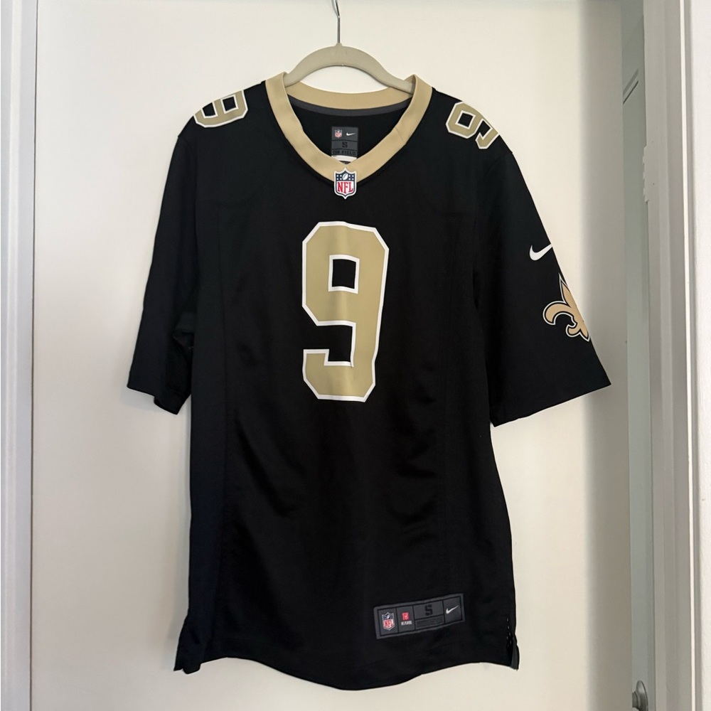 Saints Drew Brees #9 Men's Black and Gold Jersey